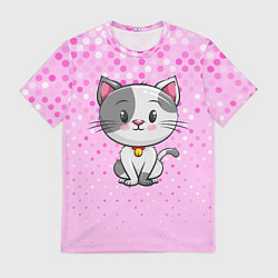 Футболка мужская Котик с серым пятном, цвет: 3D-принт