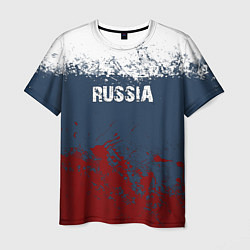 Футболка мужская Россия - краски, цвет: 3D-принт