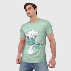Футболка мужская Лама в маске, цвет: 3D-принт — фото 2