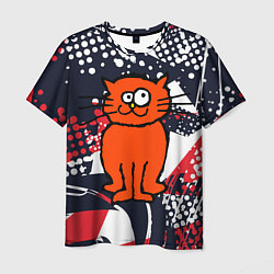 Футболка мужская Забаный красный кот, цвет: 3D-принт