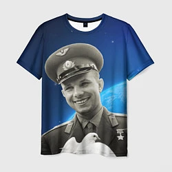 Футболка мужская Юрий Гагарин с голубем 3D, цвет: 3D-принт