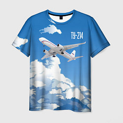 Футболка мужская Самолет Ту-214, цвет: 3D-принт