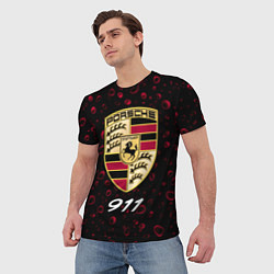 Футболка мужская PORSCHE 911 Капли Дождя, цвет: 3D-принт — фото 2