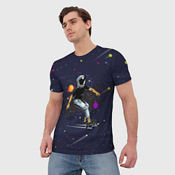 Футболка мужская Космонавт - скейтбордист, цвет: 3D-принт — фото 2