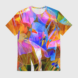 Футболка мужская Красочный цветочный паттерн Лето Colorful floral p, цвет: 3D-принт
