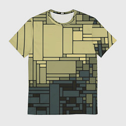 Футболка мужская УЗОР ИЗ ПРЯМОУГОЛЬНИКОВ БЕЖЕВО-КОРИЧНЕВЫЙ, цвет: 3D-принт