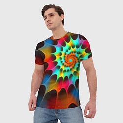 Футболка мужская Красочная неоновая спираль Colorful neon spiral, цвет: 3D-принт — фото 2