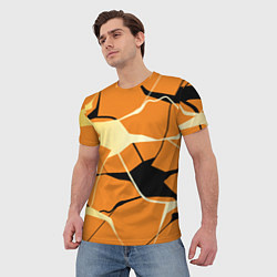 Футболка мужская Абстрактные полосы на оранжевом фоне, цвет: 3D-принт — фото 2
