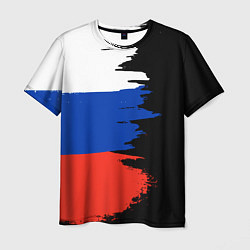 Футболка мужская Российский триколор на темном фоне, цвет: 3D-принт