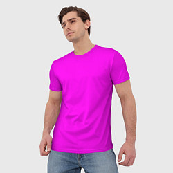 Футболка мужская Однотонный розовый неоновый Пион, цвет: 3D-принт — фото 2