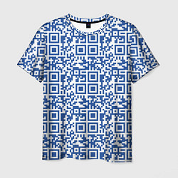 Футболка мужская QR код паттерн синий, цвет: 3D-принт