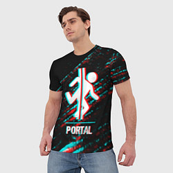 Футболка мужская Portal в стиле Glitch Баги Графики на темном фоне, цвет: 3D-принт — фото 2