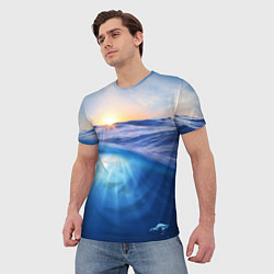 Футболка мужская Грань между небом и водой, цвет: 3D-принт — фото 2