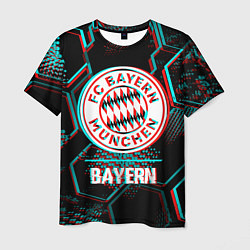 Футболка мужская Bayern FC в стиле Glitch на темном фоне, цвет: 3D-принт