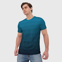 Футболка мужская Blue stripes gradient, цвет: 3D-принт — фото 2
