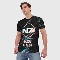 Футболка мужская Mass Effect в стиле Glitch Баги Графики на темном, цвет: 3D-принт — фото 2