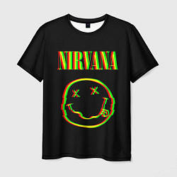 Футболка мужская Nirvana глитч, цвет: 3D-принт