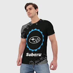 Футболка мужская Subaru в стиле Top Gear со следами шин на фоне, цвет: 3D-принт — фото 2
