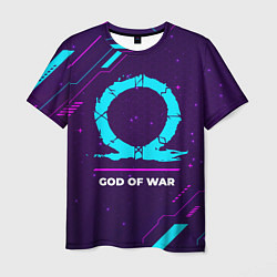 Футболка мужская Символ God of War в неоновых цветах на темном фоне, цвет: 3D-принт