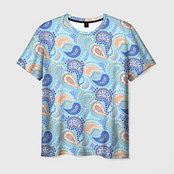 Футболка мужская Турецкий огурец Turkish cucumber blue pattern, цвет: 3D-принт