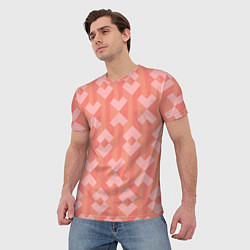 Футболка мужская Геометрический узор розового цвета geometric pink, цвет: 3D-принт — фото 2