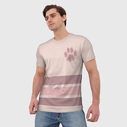 Футболка мужская Коричневые полосы на кремовом фоне stripes cream c, цвет: 3D-принт — фото 2