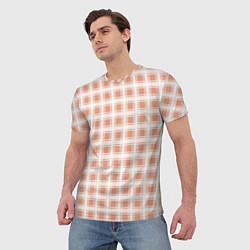 Футболка мужская Light beige plaid fashionable checkered pattern, цвет: 3D-принт — фото 2