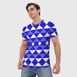 Футболка мужская Бело-синий геометрический узор, цвет: 3D-принт — фото 2