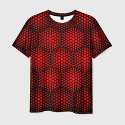 Футболка мужская Красные неоновые соты, цвет: 3D-принт