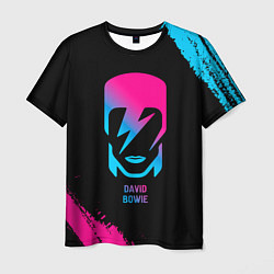 Футболка мужская David Bowie - neon gradient, цвет: 3D-принт