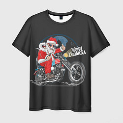 Футболка мужская Santa on a bike, цвет: 3D-принт