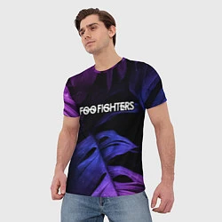 Футболка мужская Foo Fighters neon monstera, цвет: 3D-принт — фото 2
