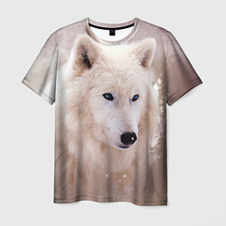 Футболка мужская Белый зимний волк, цвет: 3D-принт