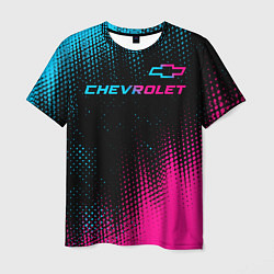 Футболка мужская Chevrolet - neon gradient: символ сверху, цвет: 3D-принт