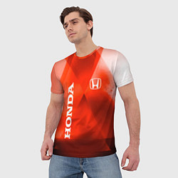Футболка мужская Honda - красная абстракция, цвет: 3D-принт — фото 2