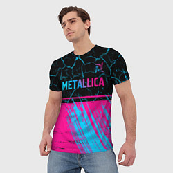 Футболка мужская Metallica - neon gradient: символ сверху, цвет: 3D-принт — фото 2