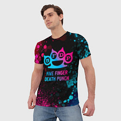 Футболка мужская Five Finger Death Punch - neon gradient, цвет: 3D-принт — фото 2
