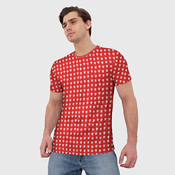 Футболка мужская Красные сердечки паттерн, цвет: 3D-принт — фото 2