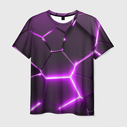 Футболка мужская Фиолетовые неоновые геометрические плиты, цвет: 3D-принт