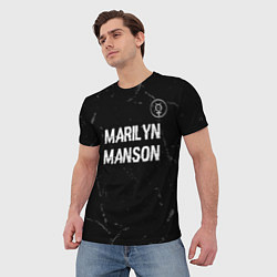 Футболка мужская Marilyn Manson glitch на темном фоне: символ сверх, цвет: 3D-принт — фото 2