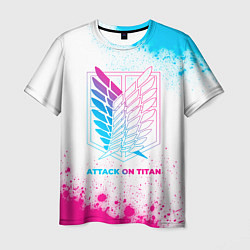 Футболка мужская Attack on Titan neon gradient style, цвет: 3D-принт