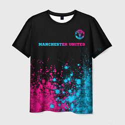 Футболка мужская Manchester United - neon gradient: символ сверху, цвет: 3D-принт