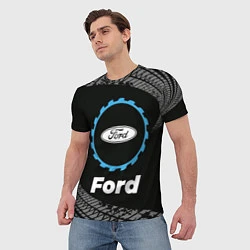 Футболка мужская Ford в стиле Top Gear со следами шин на фоне, цвет: 3D-принт — фото 2