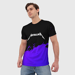Футболка мужская Metallica purple grunge, цвет: 3D-принт — фото 2