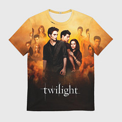 Футболка мужская Сумерки сага бежевый и черный фон, цвет: 3D-принт