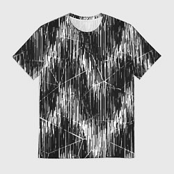 Мужская футболка Черно-белые штрихи, зигзаг