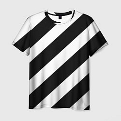 Футболка мужская Черно белые полоски, цвет: 3D-принт