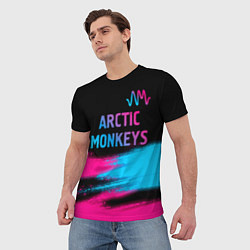Футболка мужская Arctic Monkeys - neon gradient: символ сверху, цвет: 3D-принт — фото 2