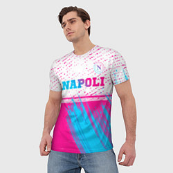 Футболка мужская Napoli neon gradient style: символ сверху, цвет: 3D-принт — фото 2