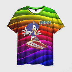Футболка мужская Sonic - hedgehog - skateboarding - bands, цвет: 3D-принт